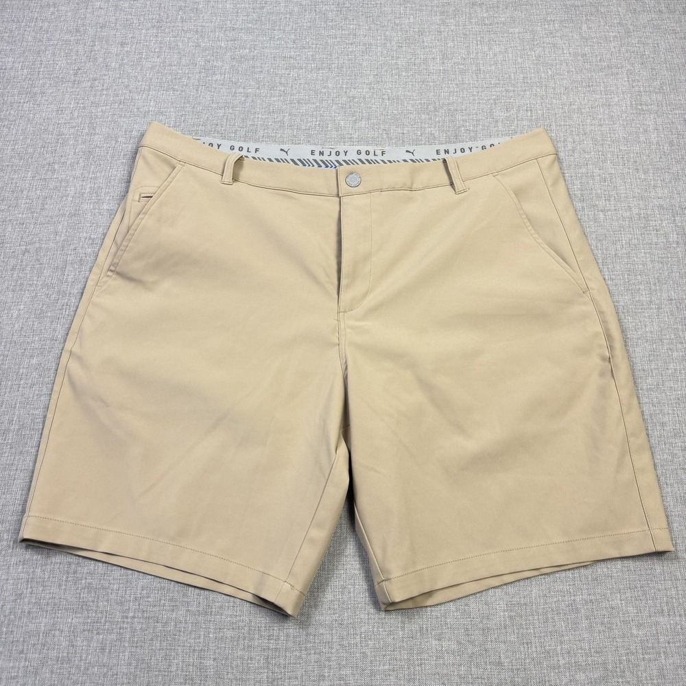 PUMA Golf Shorts Mens 38 Beige Athletic Polyester Performance 8" Inseam